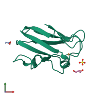 PDB entry 4dp2 coloured by chain, front view.