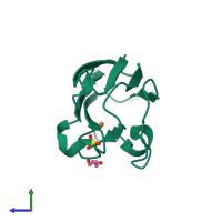 PDB entry 4dp2 coloured by chain, side view.