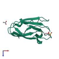 PDB entry 4dp2 coloured by chain, top view.