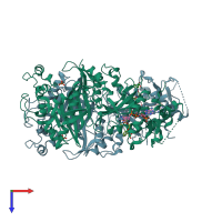 PDB entry 4dp3 coloured by chain, top view.