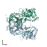 PDB entry 4dph coloured by chain, front view.