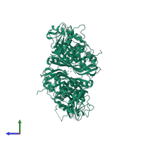 Bifunctional dihydrofolate reductase-thymidylate synthase in PDB entry 4dph, assembly 1, side view.