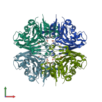 PDB entry 4dpk coloured by chain, front view.