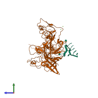 PDB entry 4dpv coloured by chain, side view.