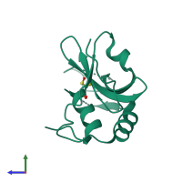 PDB entry 4dpz coloured by chain, side view.