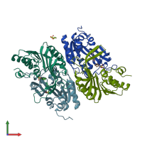 PDB entry 4dq0 coloured by chain, front view.