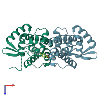 PDB entry 4dq5 coloured by chain, top view.