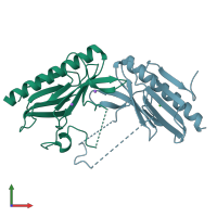 PDB entry 4dq9 coloured by chain, front view.