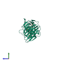 PDB entry 4dqa coloured by chain, side view.