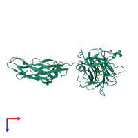 PDB entry 4dqa coloured by chain, top view.