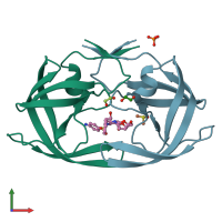 PDB entry 4dqb coloured by chain, front view.