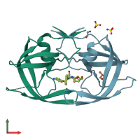 PDB entry 4dqf coloured by chain, front view.