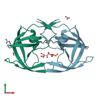 PDB entry 4dqg coloured by chain, front view.