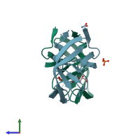 PDB entry 4dqg coloured by chain, side view.