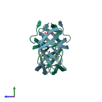 PDB entry 4dqh coloured by chain, side view.