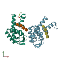 PDB entry 4dqj coloured by chain, front view.