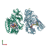 PDB entry 4dqq coloured by chain, front view.