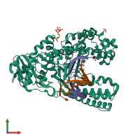 PDB entry 4dqs coloured by chain, front view.