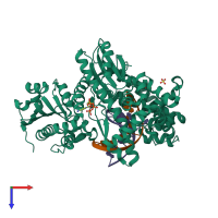 PDB entry 4dqs coloured by chain, top view.