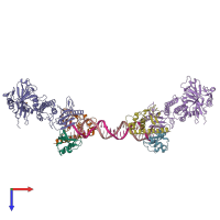 PDB entry 4dqy coloured by chain, top view.