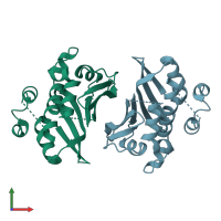 PDB entry 4dqz coloured by chain, front view.