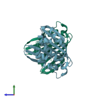 PDB entry 4dqz coloured by chain, side view.