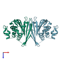 PDB entry 4dqz coloured by chain, top view.