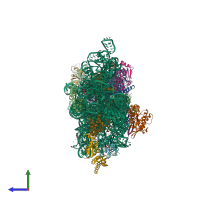 PDB entry 4dr2 coloured by chain, side view.
