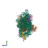 PDB entry 4dr3 coloured by chain, side view.
