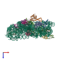 PDB entry 4dr3 coloured by chain, top view.