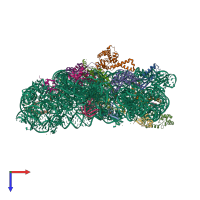 PDB entry 4dr6 coloured by chain, top view.