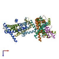 PDB entry 4dra coloured by chain, top view.