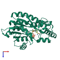 PDB entry 4dre coloured by chain, top view.