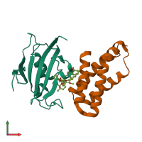 PDB entry 4dri coloured by chain, front view.