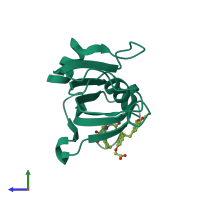 PDB entry 4drn coloured by chain, side view.