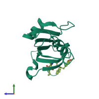 PDB entry 4dro coloured by chain, side view.