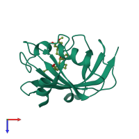 PDB entry 4dro coloured by chain, top view.