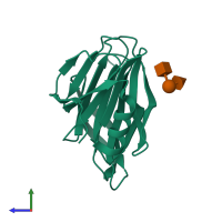 PDB entry 4drv coloured by chain, side view.