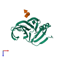 PDB entry 4drv coloured by chain, top view.