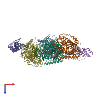 PDB entry 4drx coloured by chain, top view.