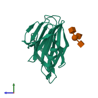 PDB entry 4ds0 coloured by chain, side view.