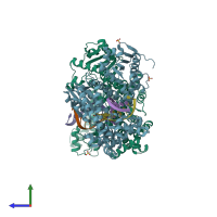 PDB entry 4ds4 coloured by chain, side view.
