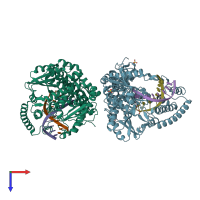 PDB entry 4ds4 coloured by chain, top view.