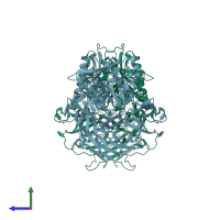 PDB entry 4dsa coloured by chain, side view.
