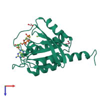 PDB entry 4dsn coloured by chain, top view.