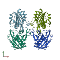 PDB entry 4dsq coloured by chain, front view.