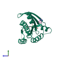 PDB entry 4dsu coloured by chain, side view.