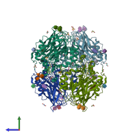 PDB entry 4dsy coloured by chain, side view.