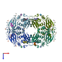 PDB entry 4dsy coloured by chain, top view.