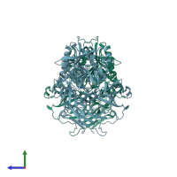 PDB entry 4dsz coloured by chain, side view.